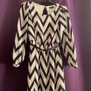 White and Black Chevron Dress